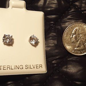 LOT OF 2 Sterling Silver .925 Diamond CZ Cubic Zirconia Stud Earrings 2.00ct NIB
